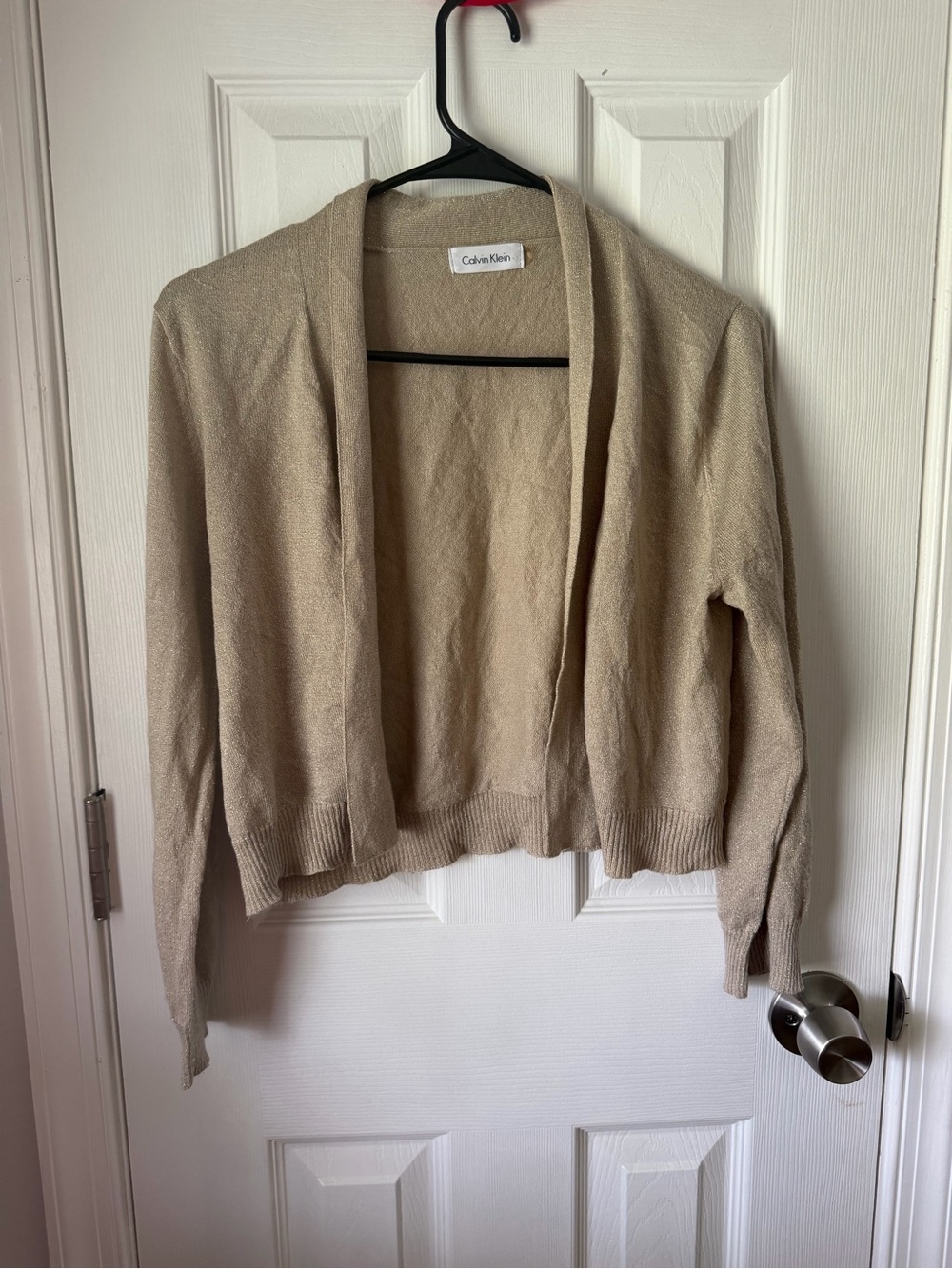 Calvin Klein Tan Open-Front Lightweight Cardigan